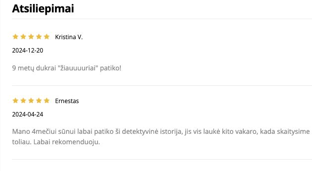 Knygos.lt atsiliepimų ekrano nuotrauka su Kristinos V. ir Ernesto atsiliepimais